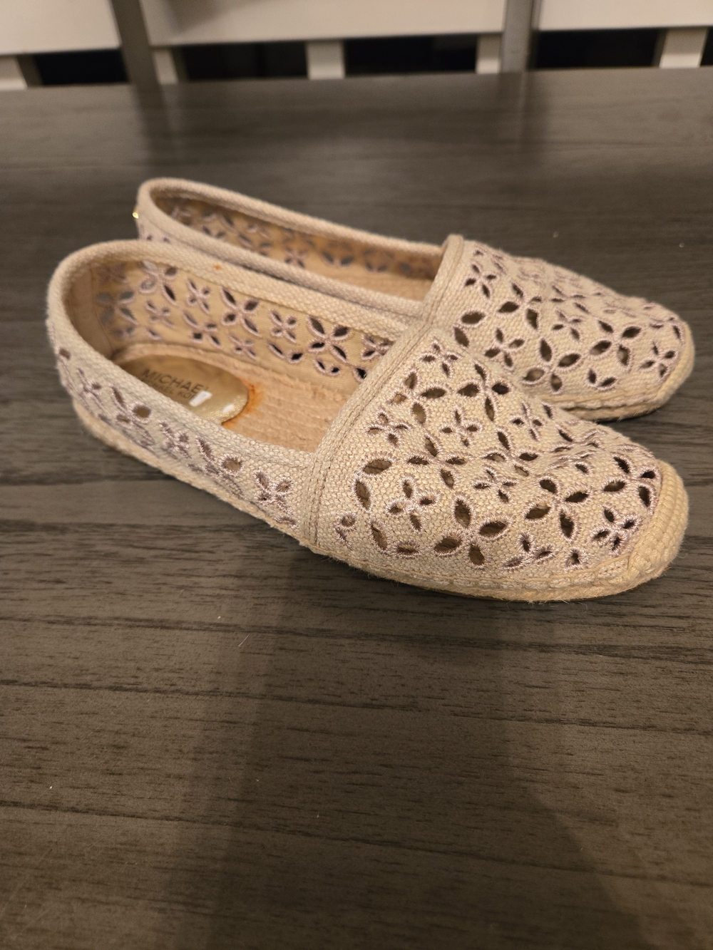 Michael Kors Women's Beige Laser-Cut Espadrille Flats